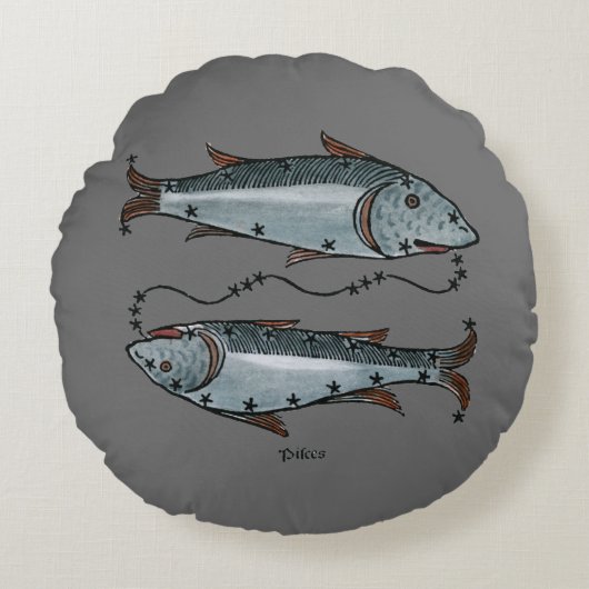 (占星術の)十二宮図: 色の魚類 ラウンドクッション (正面)