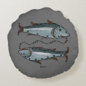 (占星術の)十二宮図: 色の魚類 ラウンドクッション (裏面)
