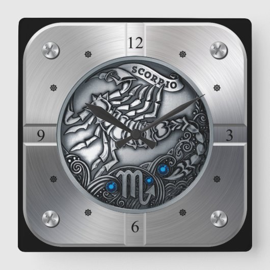 〔占星術の〕十二宮図～蠍座～天測～西洋占星術～ スクエア壁時計 (正面)