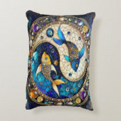 〔占星術の〕十二宮図 – 魚座フィッシュインとヤン アクセントクッション (裏面(縦))