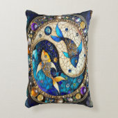 〔占星術の〕十二宮図 – 魚座フィッシュインとヤン アクセントクッション (正面(垂直))