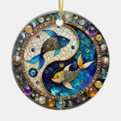 〔占星術の〕十二宮図 – 魚座フィッシュインとヤン セラミックオーナメント (正面)