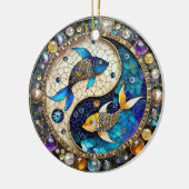 〔占星術の〕十二宮図 – 魚座フィッシュインとヤン セラミックオーナメント (左)