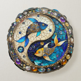〔占星術の〕十二宮図 – 魚座フィッシュインとヤン ラウンドクッション