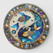〔占星術の〕十二宮図 – 魚座フィッシュインとヤン ラージ壁時計 (正面)