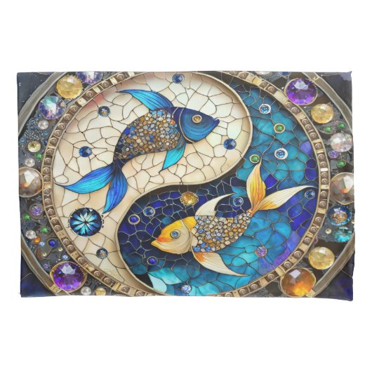 〔占星術の〕十二宮図 – 魚座フィッシュインとヤン 枕カバー (正面)