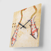 (占星術の)十二宮図: 魚類、C1350 スクエア壁時計 (傾斜)