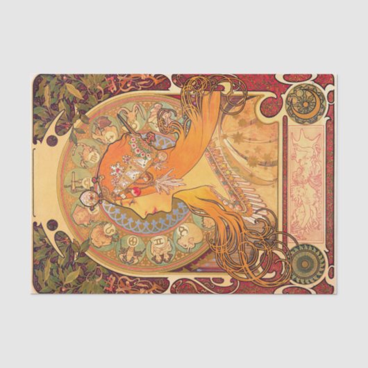 〔占星術の〕十二宮図, 1896 by Alphonseミュシャ 薄葉紙 (正面)