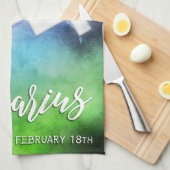 〔占星術の〕十二宮図: Aquariusの日付 キッチンタオル (四つ折り)