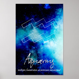 〔占星術の〕十二宮図: Aquariusの特徴ポスター ポスター