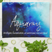 〔占星術の〕十二宮図: Aquariusの特徴 キッチンタオル (折り畳み)