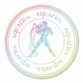 〔占星術の〕十二宮図: Aquarius かわいらし Rainbow Colors Seal シール (正面)