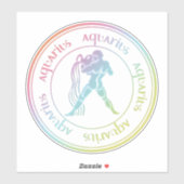 〔占星術の〕十二宮図: Aquarius かわいらし Rainbow Colors Seal シール (シート)