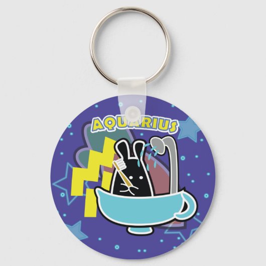 〔占星術の〕十二宮図- AQUARIUS キーホルダー (正面)