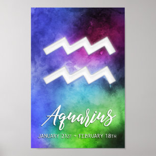 〔占星術の〕十二宮図: Aquarius Datesポスター ポスター