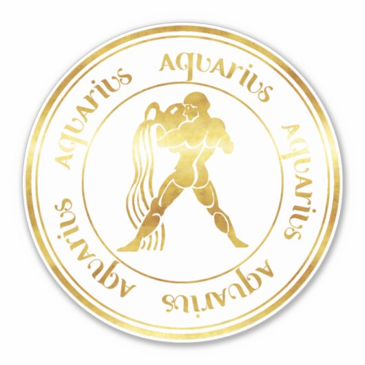 〔占星術の〕十二宮図: Aquarius Gold Foil (Look) Seal シール (正面)