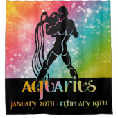 〔占星術の〕十二宮図: Aquarius Rainbow宇宙デザイン シャワーカーテン (正面)