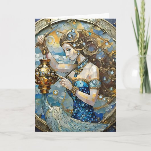 〔占星術の〕十二宮図- Aquarius The Water Bearer カード (正面)