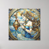 〔占星術の〕十二宮図- Aquarius The Water Bearer キャンバスプリント (正面)