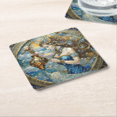 〔占星術の〕十二宮図- Aquarius The Water Bearer スクエアペーパーコースター (アングル)