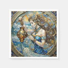 〔占星術の〕十二宮図- Aquarius The Water Bearer スタンダードカクテルナプキン