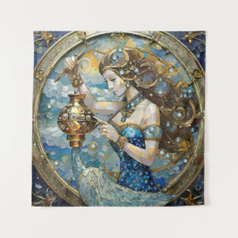 〔占星術の〕十二宮図- Aquarius The Water Bearer タペストリー