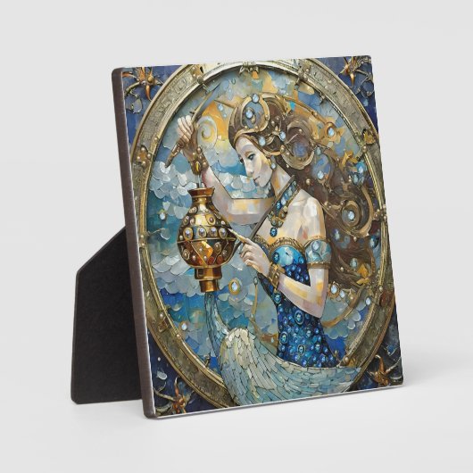 〔占星術の〕十二宮図- Aquarius The Water Bearer フォトプラーク (正面)