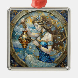 〔占星術の〕十二宮図- Aquarius The Water Bearer メタルオーナメント