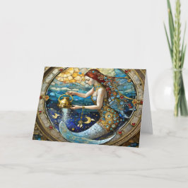 〔占星術の〕十二宮図- Aquarius The Water Bearer Mermaid カード