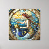 〔占星術の〕十二宮図- Aquarius The Water Bearer Mermaid キャンバスプリント (正面)