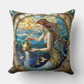 〔占星術の〕十二宮図- Aquarius The Water Bearer Mermaid クッション (正面)