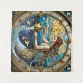 〔占星術の〕十二宮図- Aquarius The Water Bearer Mermaid タペストリー (正面(横))