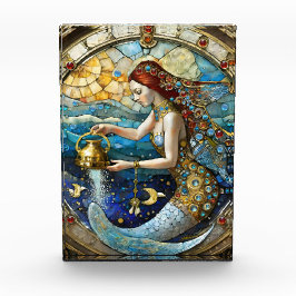 〔占星術の〕十二宮図- Aquarius The Water Bearer Mermaid フォトブロック