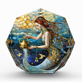 〔占星術の〕十二宮図- Aquarius The Water Bearer Mermaid フォトブロック