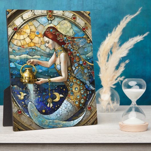 〔占星術の〕十二宮図- Aquarius The Water Bearer Mermaid フォトプラーク (側面)