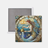 〔占星術の〕十二宮図- Aquarius The Water Bearer Mermaid マグネット (正面/裏面)