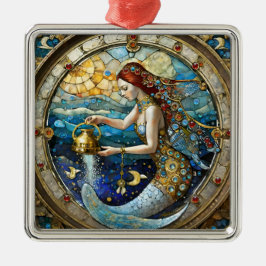 〔占星術の〕十二宮図- Aquarius The Water Bearer Mermaid メタルオーナメント