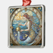 〔占星術の〕十二宮図- Aquarius The Water Bearer Mermaid メタルオーナメント (左)