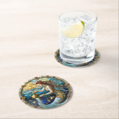 〔占星術の〕十二宮図- Aquarius The Water Bearer Mermaid ラウンドペーパーコースター (インサイチュ)