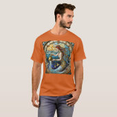 〔占星術の〕十二宮図- Aquarius The Water Bearer Mermaid Tシャツ (正面フル)