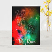 〔占星術の〕十二宮図: Aries 'The Ram'誕生日カード カード (黄色い花)