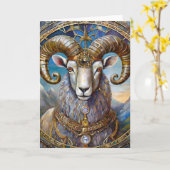 〔占星術の〕十二宮図- Aries The Ram カード (黄色い花)