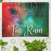 〔占星術の〕十二宮図: Aries 'The Ram' キッチンタオル (折り畳み)