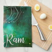 〔占星術の〕十二宮図: Aries 'The Ram' キッチンタオル (四つ折り)