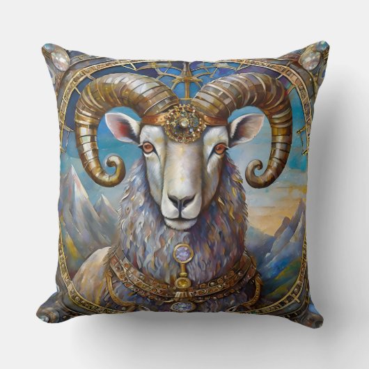 〔占星術の〕十二宮図- Aries The Ram クッション (正面)