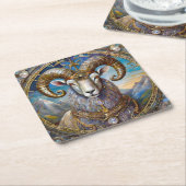 〔占星術の〕十二宮図- Aries The Ram スクエアペーパーコースター (アングル)