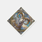 〔占星術の〕十二宮図- Aries The Ram スタンダードカクテルナプキン (角)