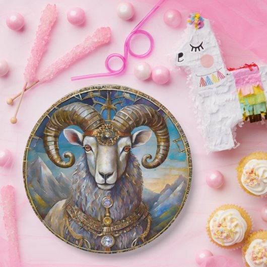 〔占星術の〕十二宮図- Aries The Ram ペーパープレート (パーティー)