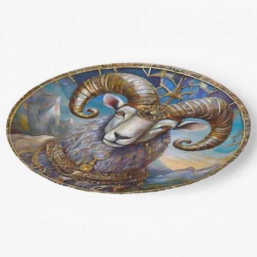 〔占星術の〕十二宮図- Aries The Ram ペーパープレート (アングル)