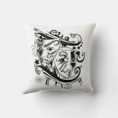 〔占星術の〕十二宮図- Gemini – 白黒 クッション (裏面)